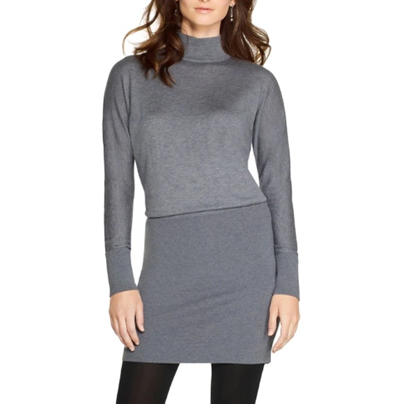 WHBM Gray Turtleneck Chemise Sweater Dress S - Picture 1 of 6